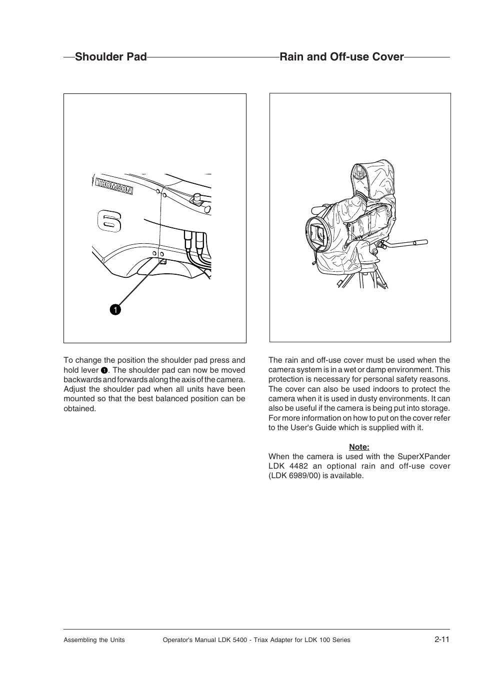 Shoulder pad, Shoulder pad -11, Rain and off-use cover | Technicolor - Thomson 5400LDK User Manual | Page 21 / 72