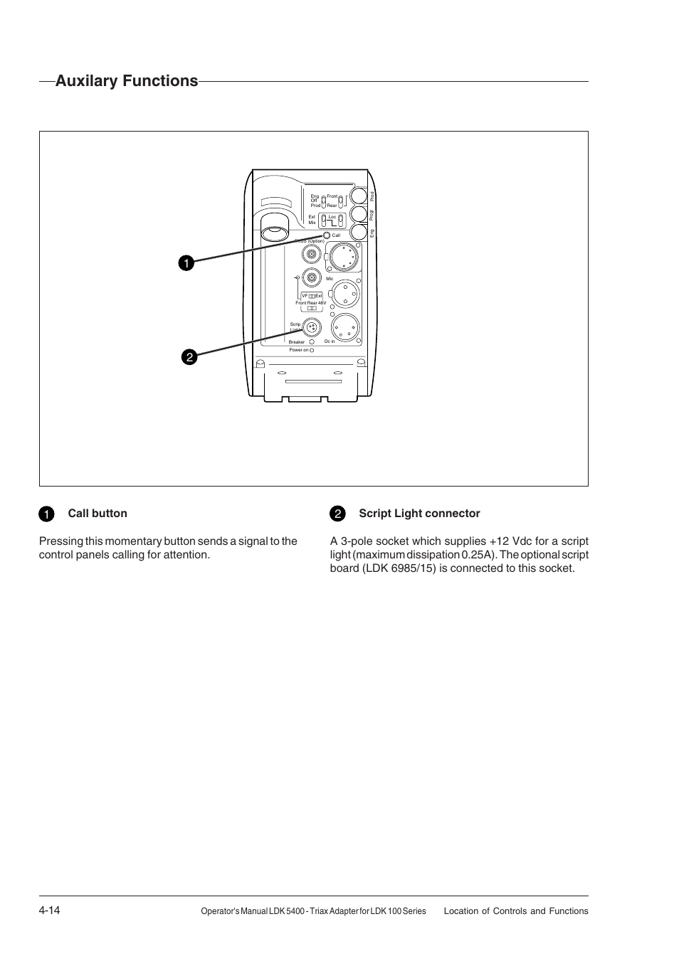 Auxilary functions, Auxilary functions -14 | Technicolor - Thomson 5400LDK User Manual | Page 38 / 72