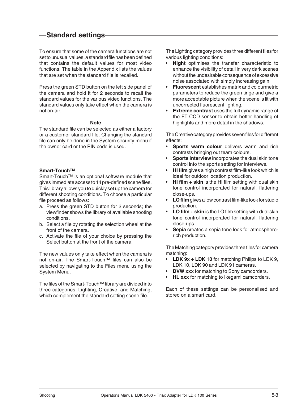 Standard settings, Standard settings -3 | Technicolor - Thomson 5400LDK User Manual | Page 41 / 72