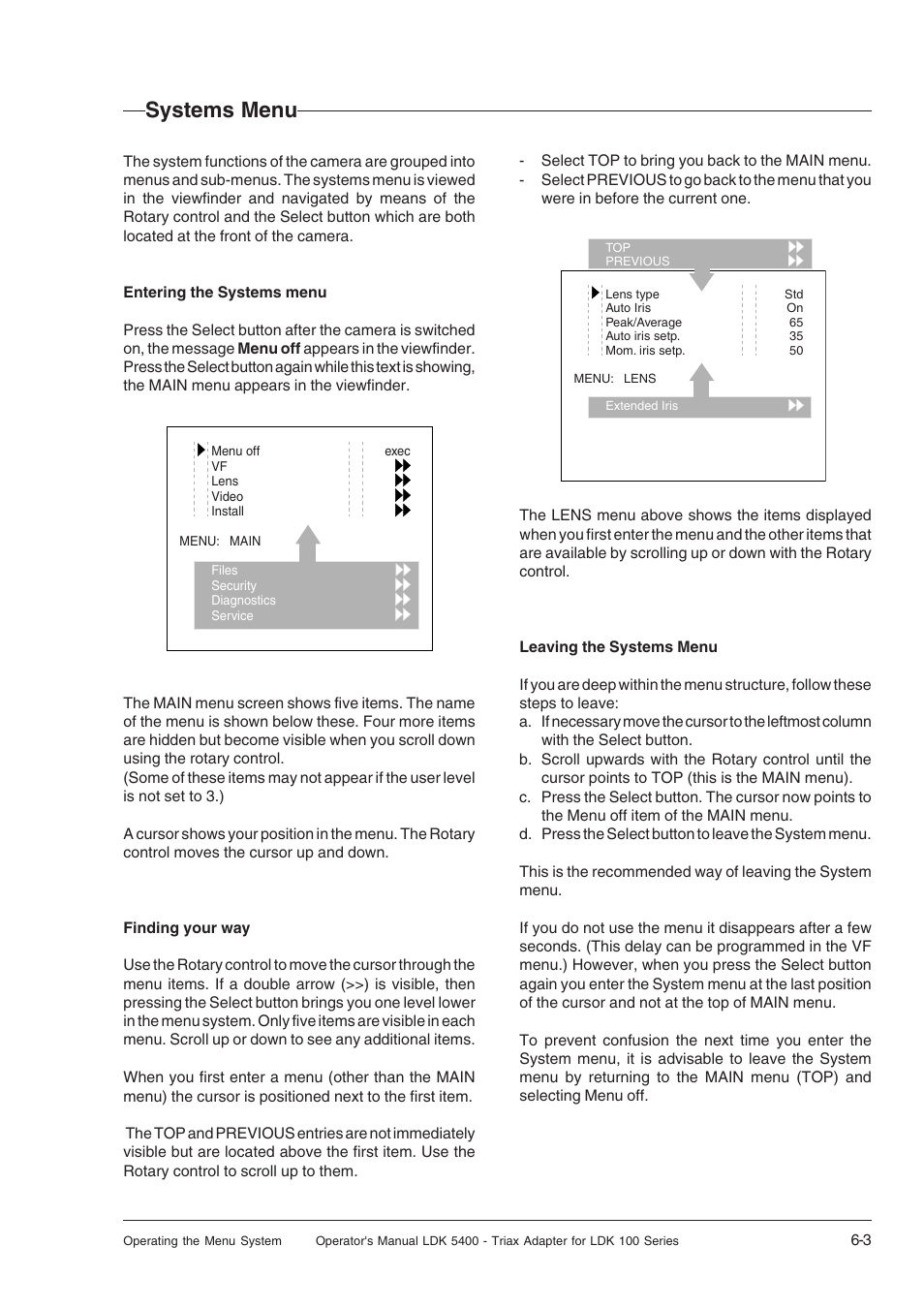 Systems menu, Systems menu -3 | Technicolor - Thomson 5400LDK User Manual | Page 49 / 72