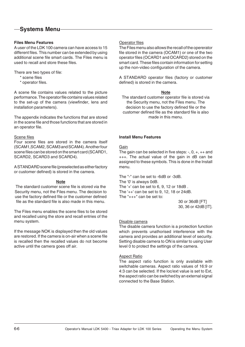 Systems menu | Technicolor - Thomson 5400LDK User Manual | Page 52 / 72