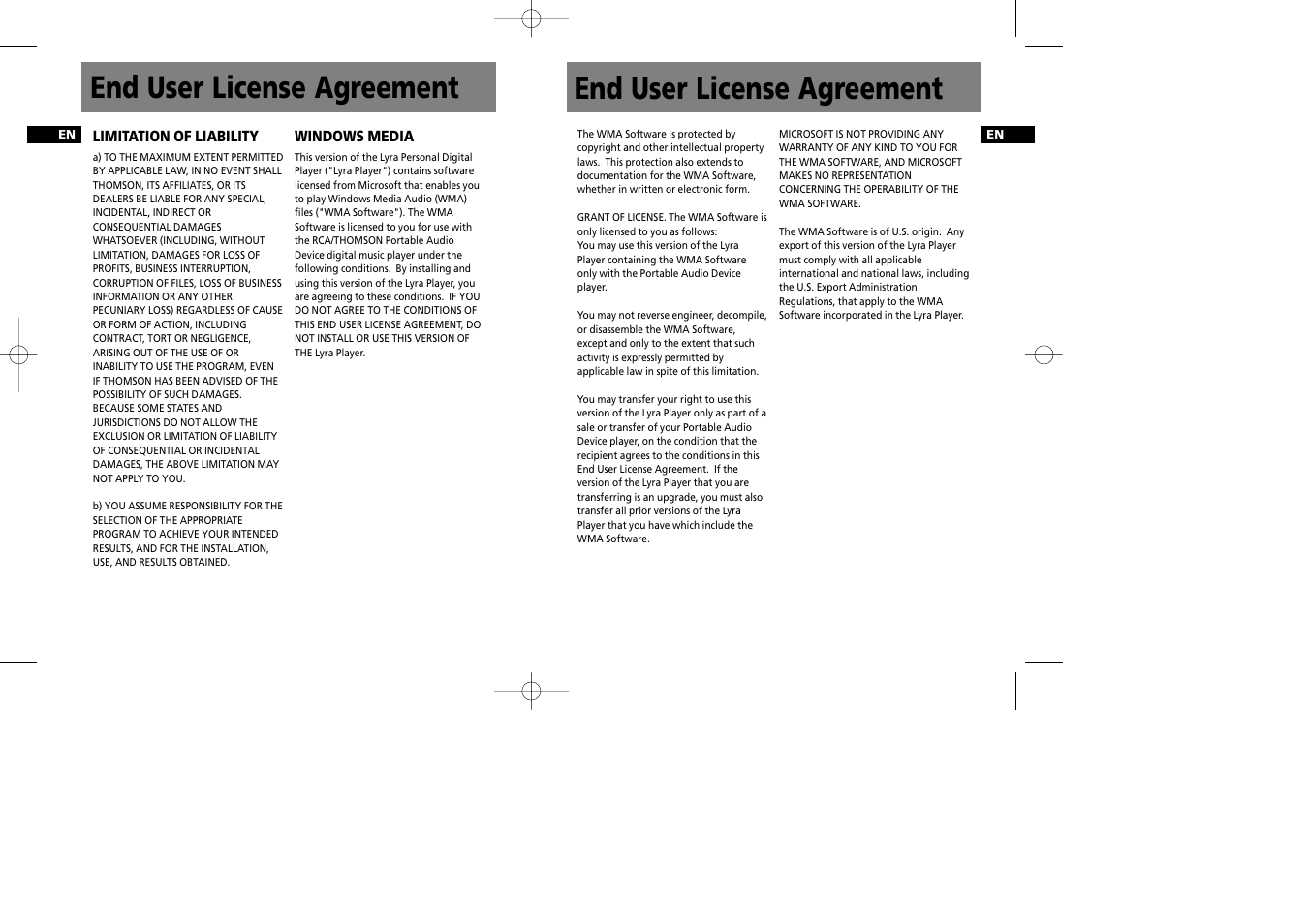 End user license agreement | Technicolor - Thomson Thomson Lyra PDP2548 User Manual | Page 3 / 14
