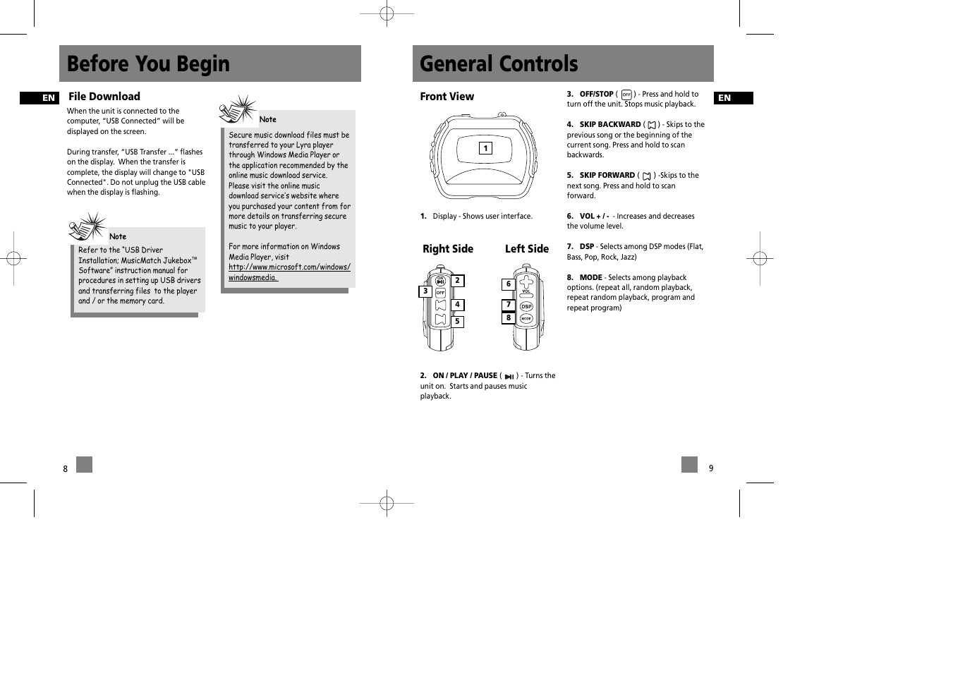 General controls, Before you begin | Technicolor - Thomson Thomson Lyra PDP2548 User Manual | Page 8 / 14