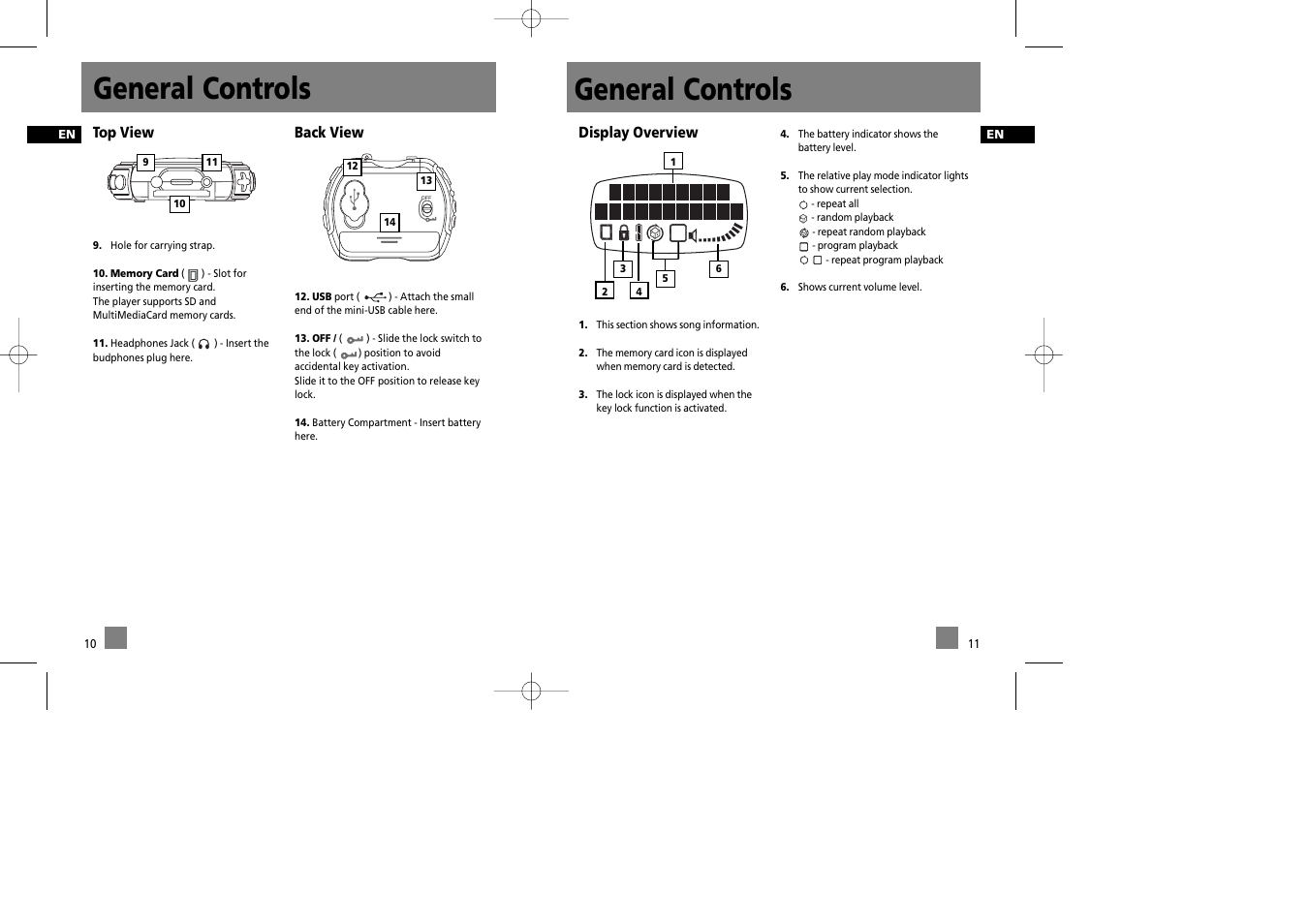 General controls | Technicolor - Thomson Thomson Lyra PDP2548 User Manual | Page 9 / 14
