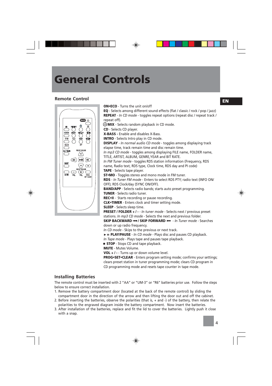 General controls | Technicolor - Thomson CS140 User Manual | Page 6 / 18