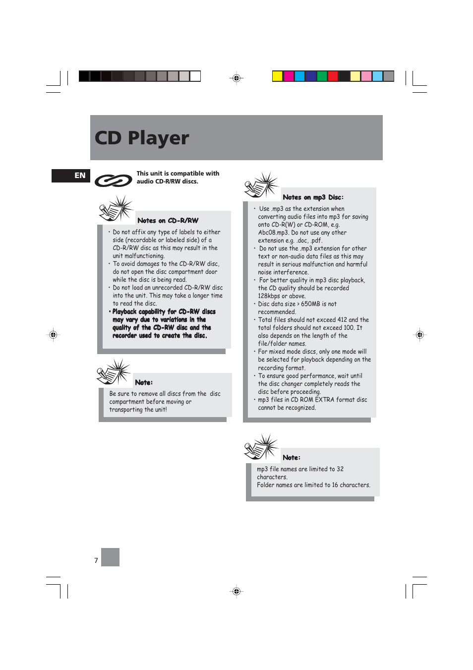 Cd player | Technicolor - Thomson CS140 User Manual | Page 9 / 18