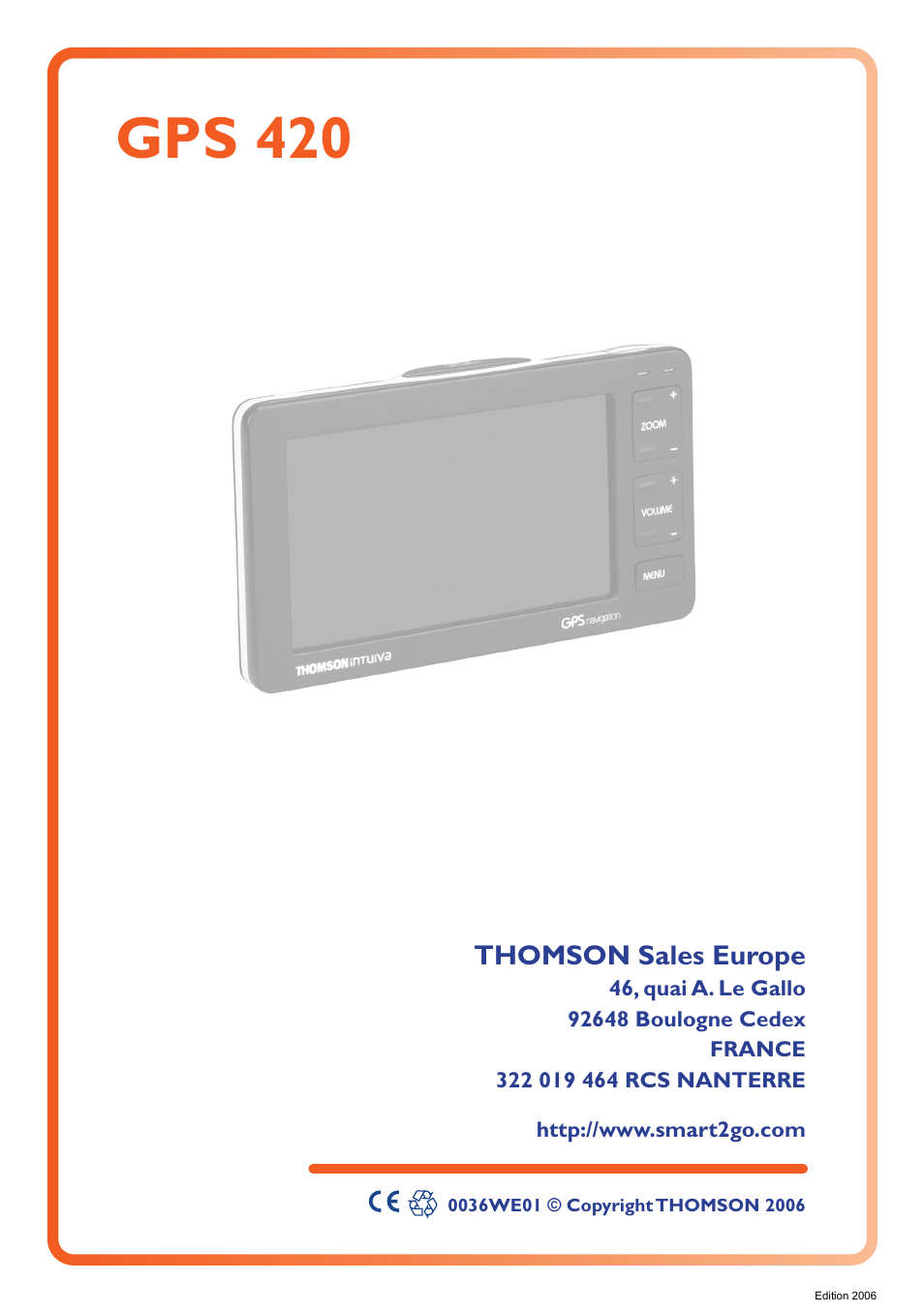 Gps 420 | Technicolor - Thomson GPS 420 User Manual | Page 109 / 109