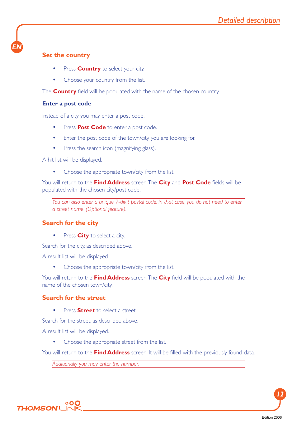 Detailed description | Technicolor - Thomson GPS 420 User Manual | Page 13 / 109