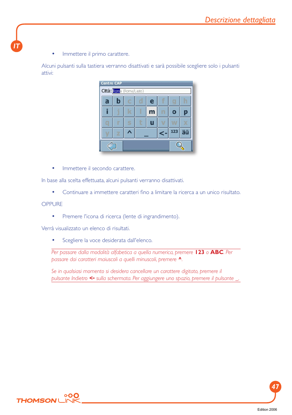 Descrizione dettagliata | Technicolor - Thomson GPS 420 User Manual | Page 48 / 109
