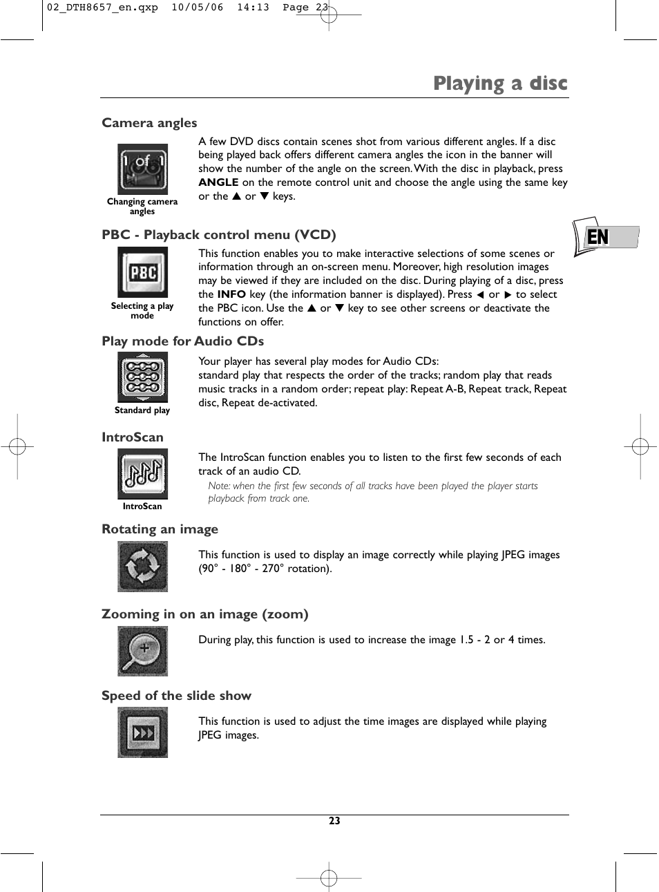 En playing a disc | Technicolor - Thomson DTH8657E User Manual | Page 25 / 49