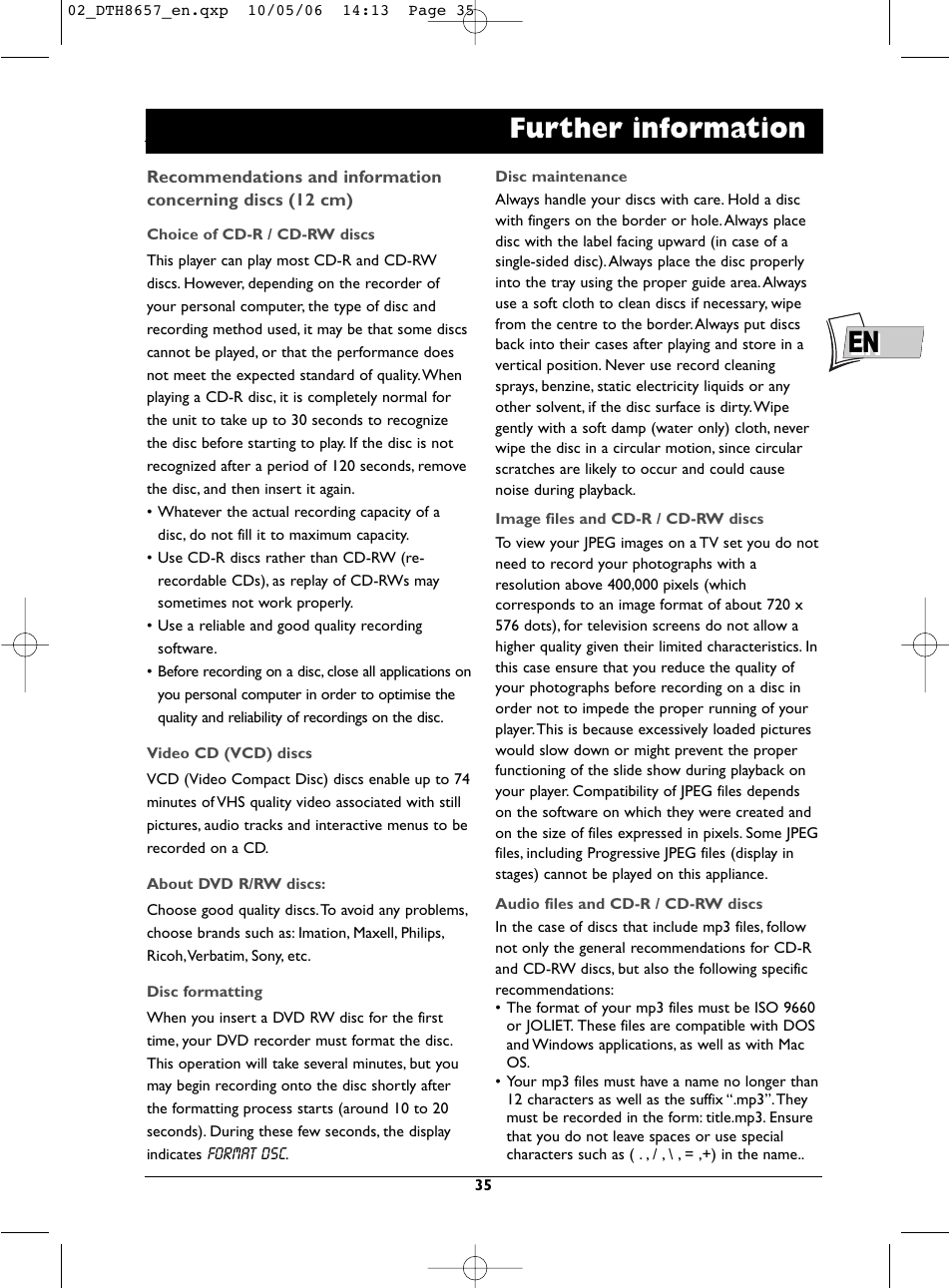 En further information | Technicolor - Thomson DTH8657E User Manual | Page 37 / 49