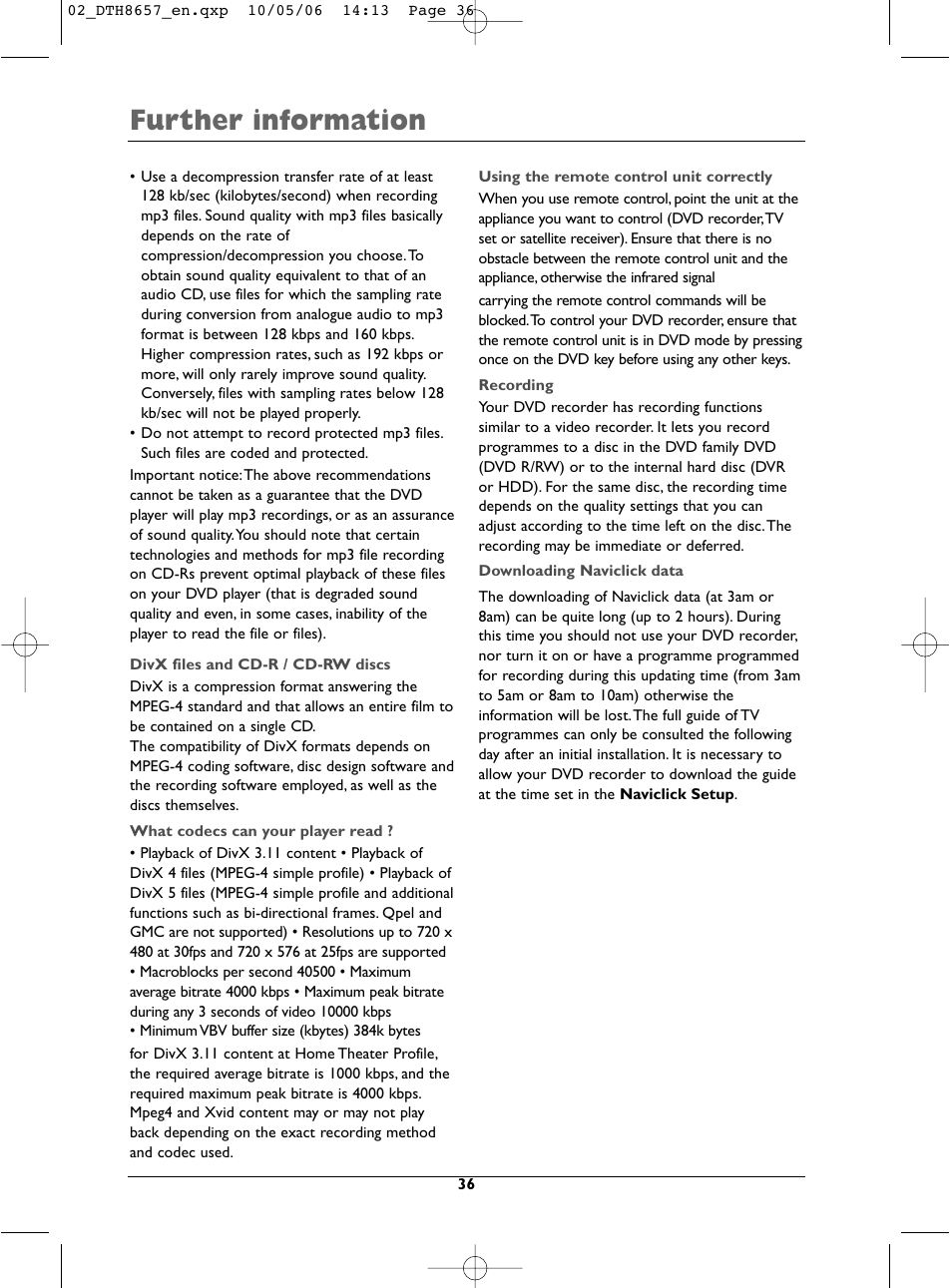 Further information | Technicolor - Thomson DTH8657E User Manual | Page 38 / 49
