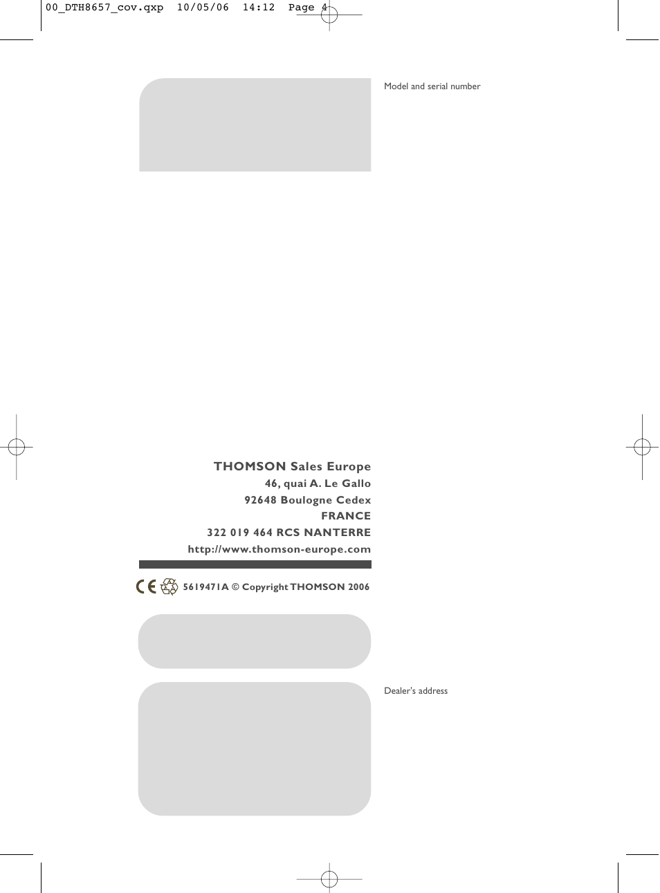 Dth8657e | Technicolor - Thomson DTH8657E User Manual | Page 45 / 49