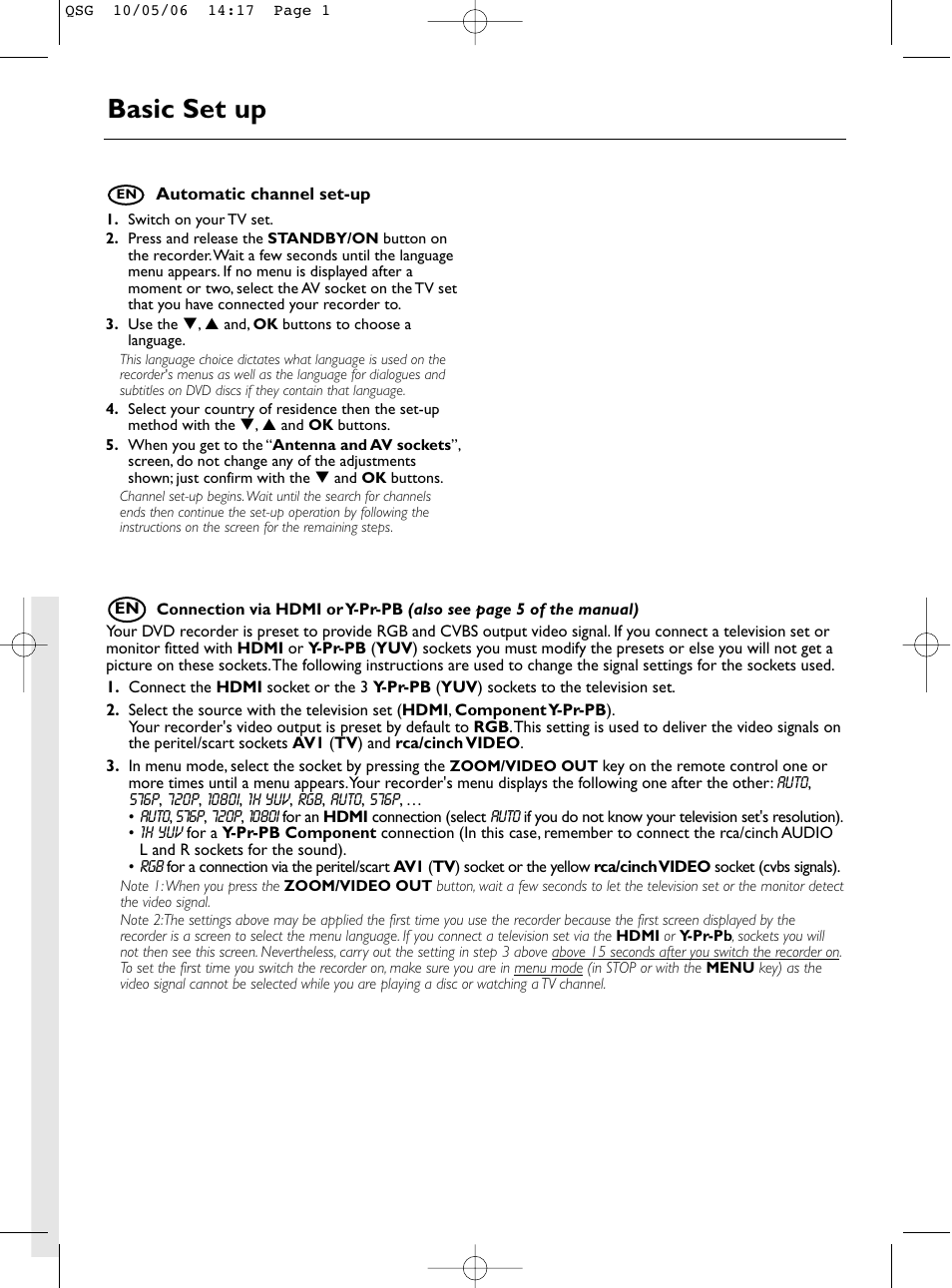 Basic set up | Technicolor - Thomson DTH8657E User Manual | Page 48 / 49
