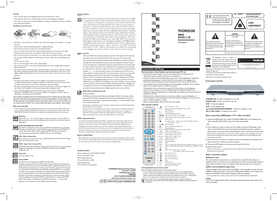 Technicolor - Thomson DTH111E User Manual | 2 pages