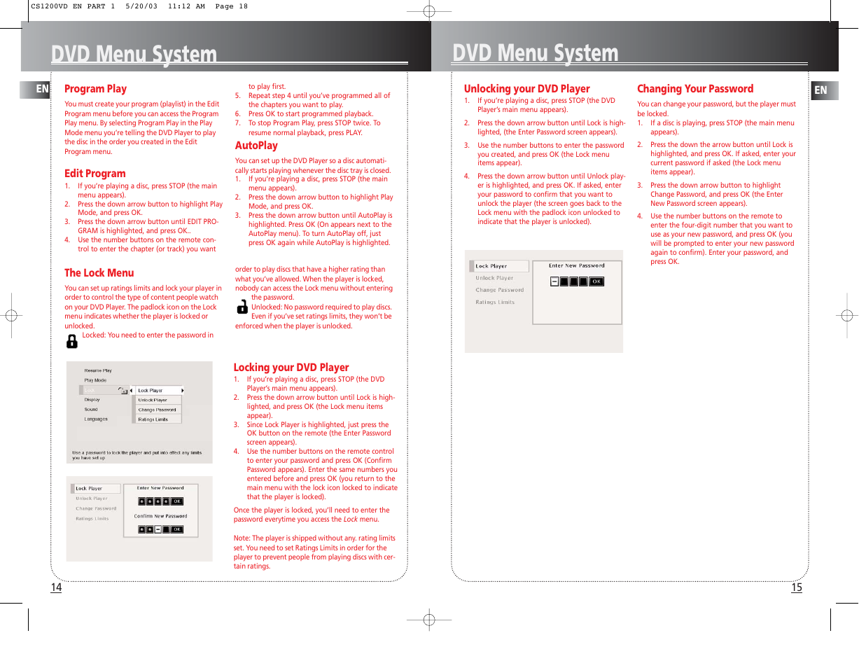 Dvd menu system | Technicolor - Thomson CS1200VD User Manual | Page 7 / 7