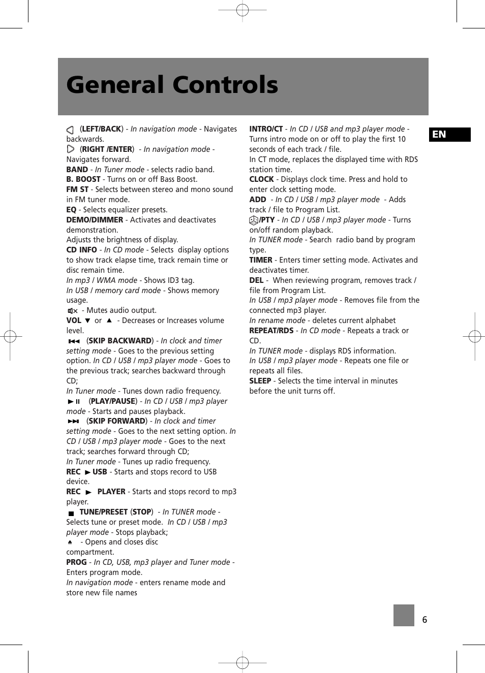 General controls | Technicolor - Thomson CS196 User Manual | Page 11 / 34