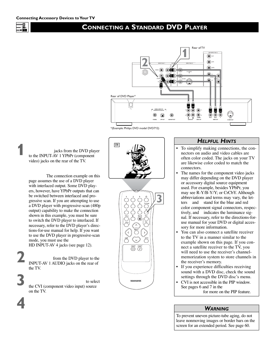 21 c, Dvd p, Onnecting a | Tandard, Layer, Elpful, Ints, Arning | Philips 51PW9303 User Manual | Page 12 / 68