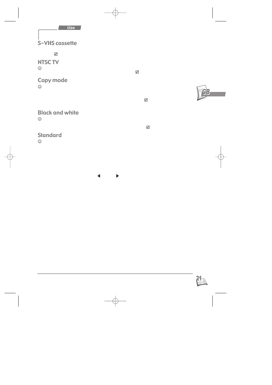 S-vhs cassette, Ntsc tv, Copy mode | Black and white, Standard | Technicolor - Thomson NAVICLICK User Manual | Page 25 / 33