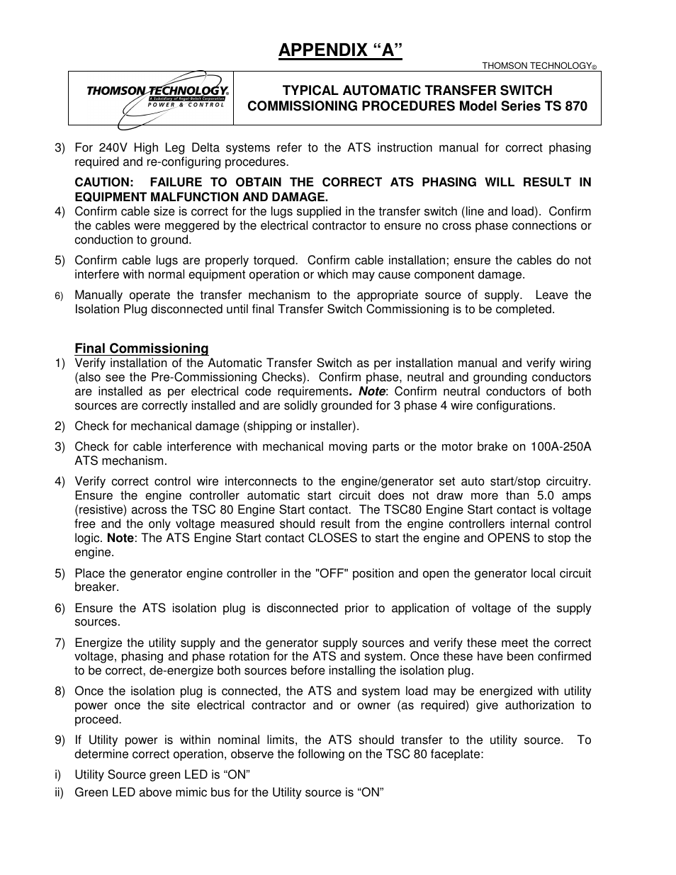 Appendix “a | Technicolor - Thomson TS 870 User Manual | Page 42 / 46