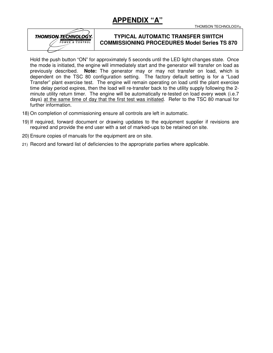 Appendix “a | Technicolor - Thomson TS 870 User Manual | Page 44 / 46