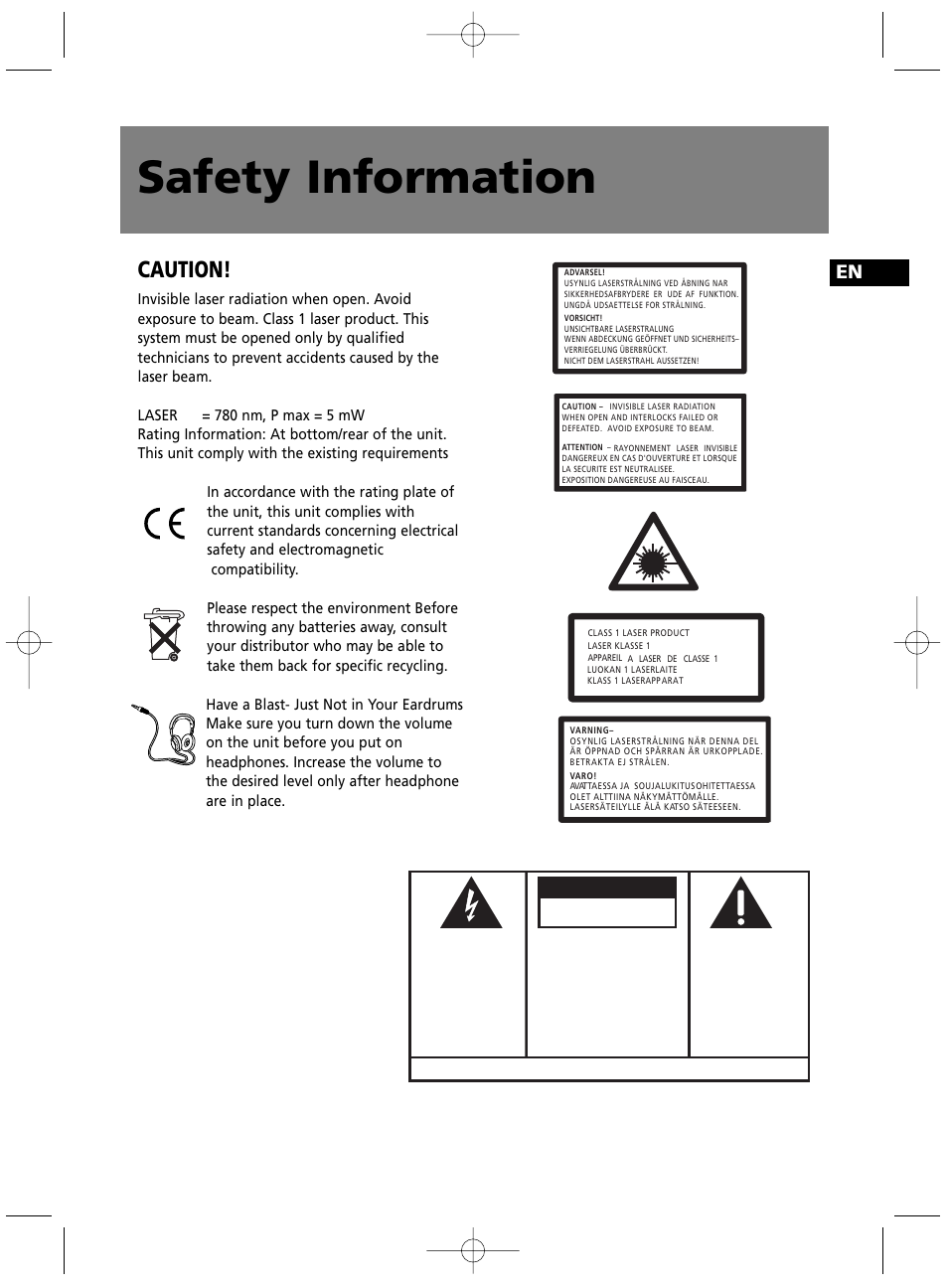 Safety information, Caution, Warning | Technicolor - Thomson MS4300 User Manual | Page 4 / 23