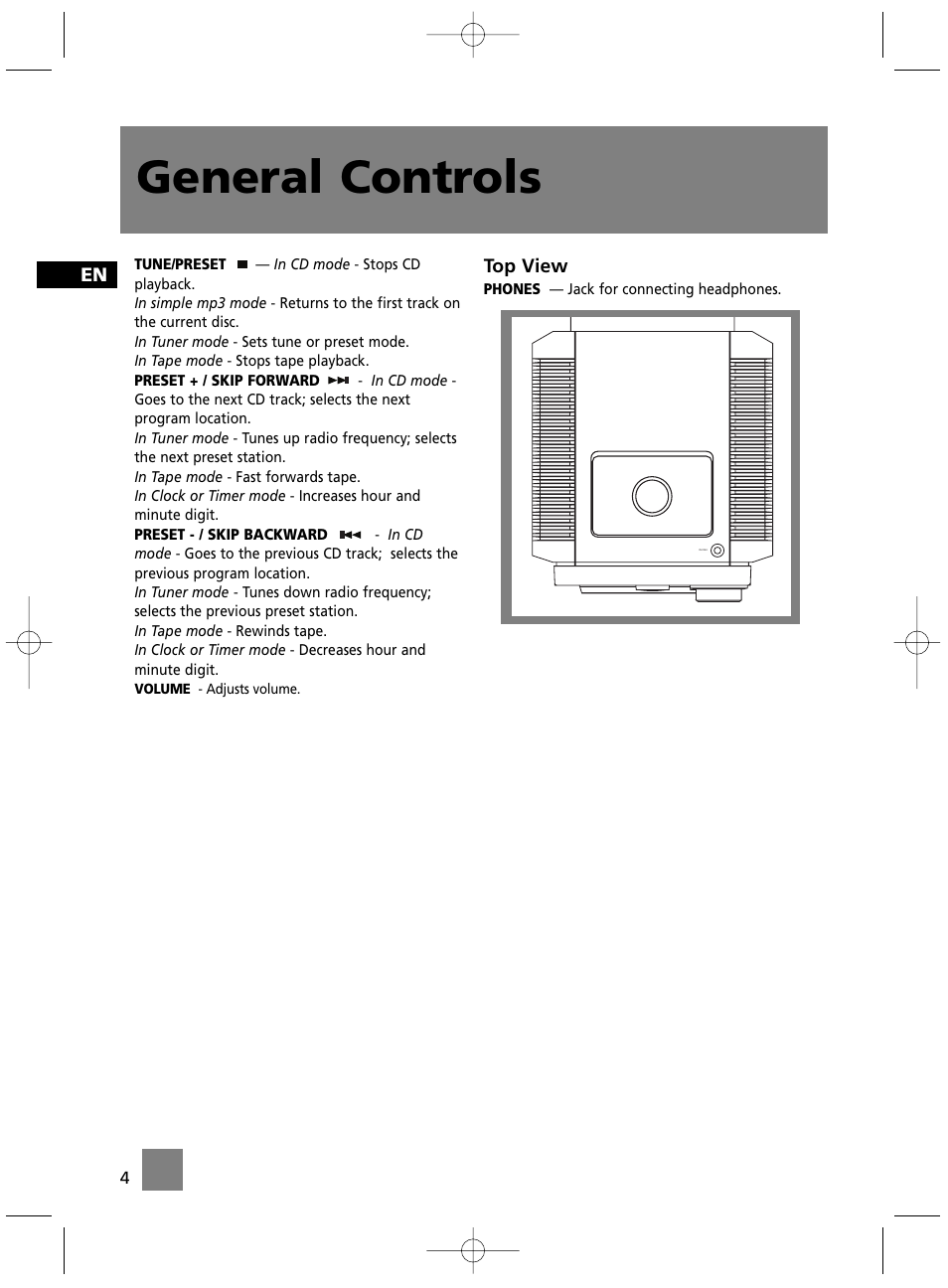 General controls | Technicolor - Thomson MS4300 User Manual | Page 9 / 23