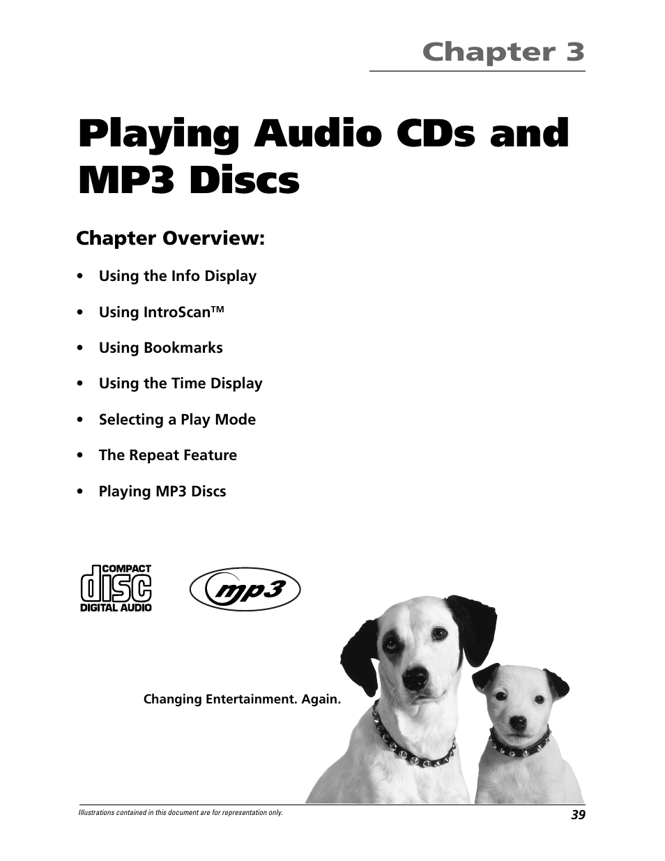 Playing audio cds and mp3 discs, Chapter 3, Chapter overview | Technicolor - Thomson RC5920P User Manual | Page 41 / 74