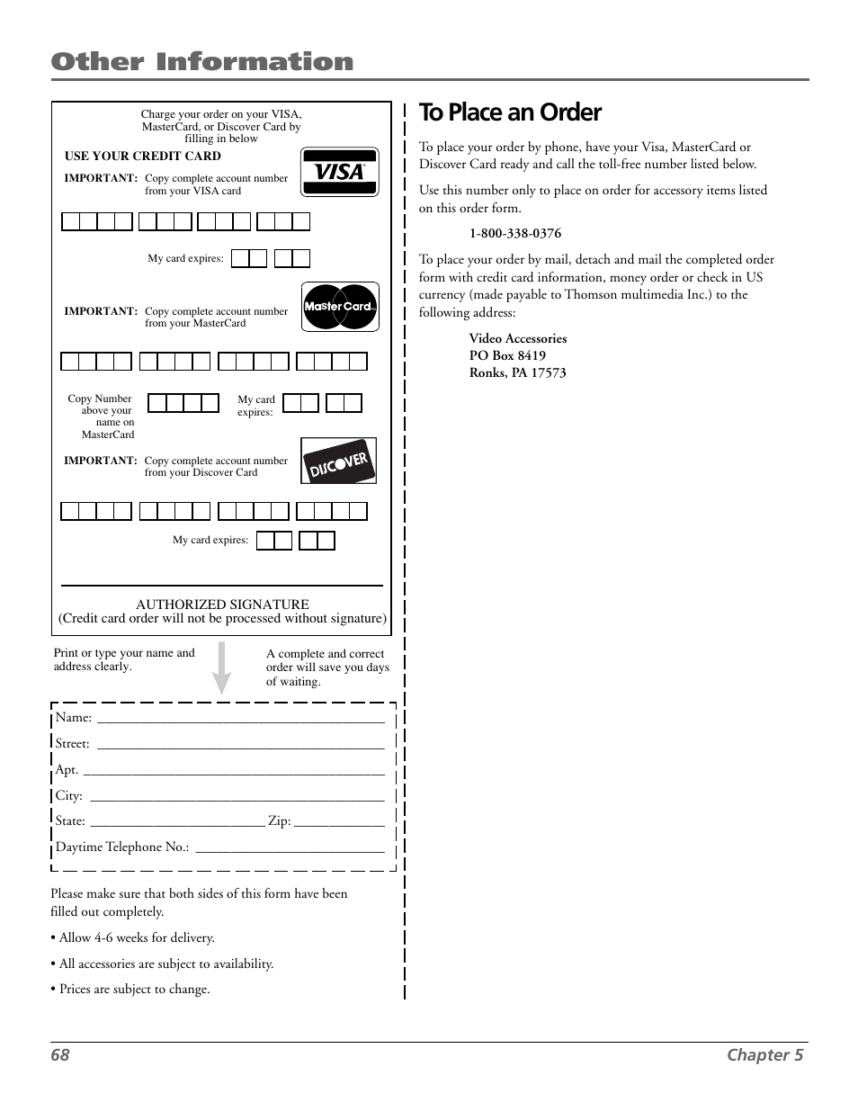 Other information, 68 chapter 5 | Technicolor - Thomson RC5920P User Manual | Page 70 / 74