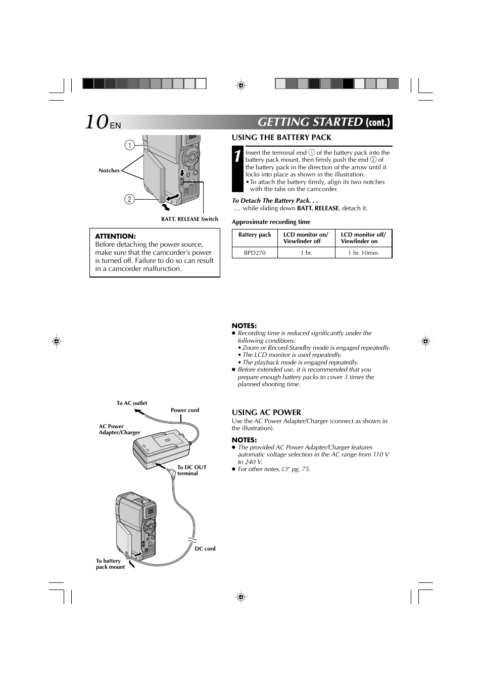 Getting started, Cont.) | Technicolor - Thomson HP 270 User Manual | Page 11 / 100