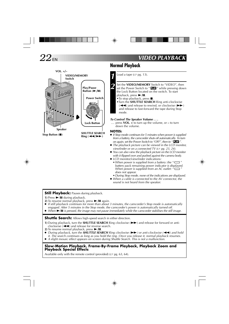 Video playback, Normal playback | Technicolor - Thomson HP 270 User Manual | Page 23 / 100