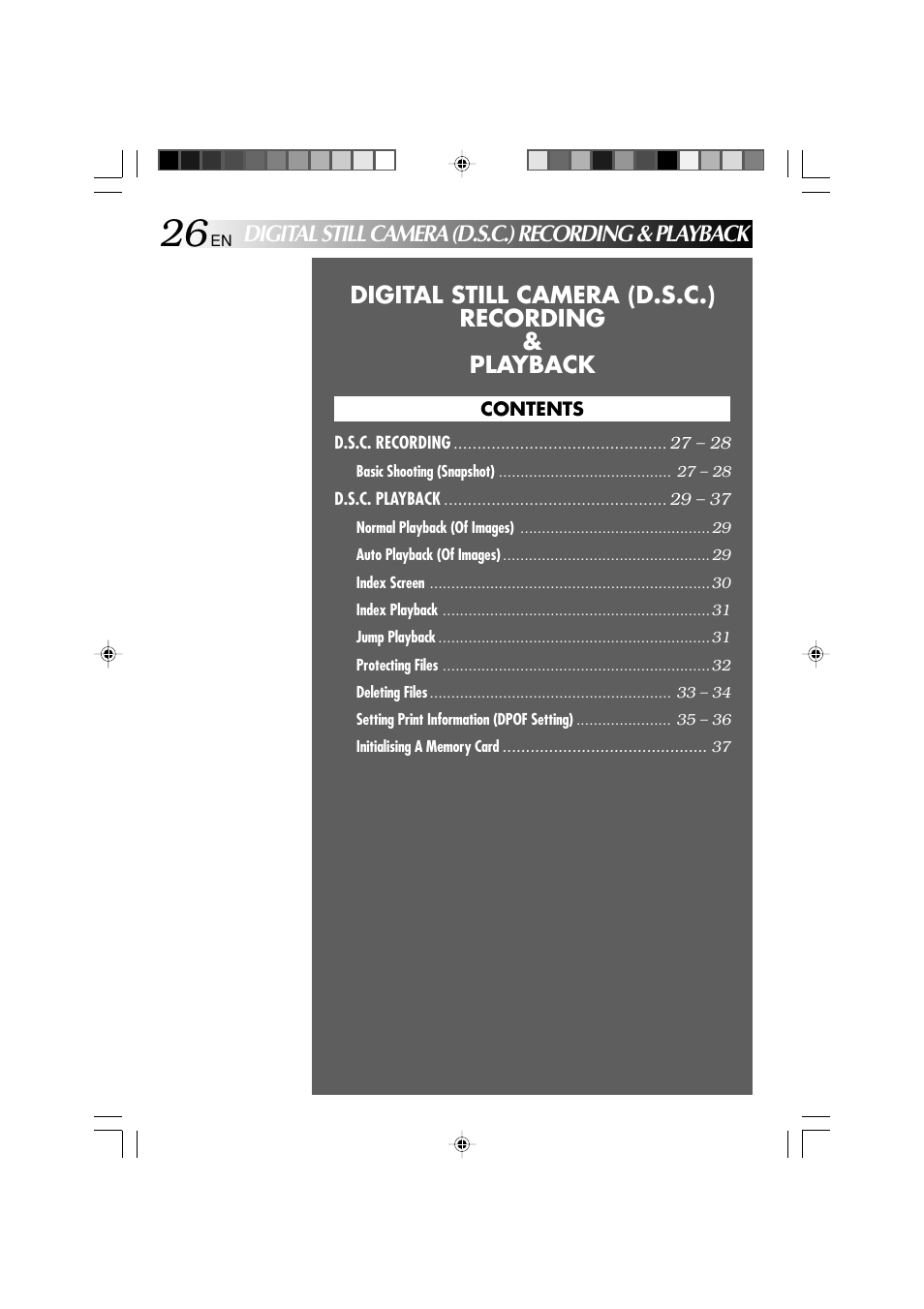 Digital still camera (d.s.c.) recording & playback | Technicolor - Thomson HP 270 User Manual | Page 27 / 100