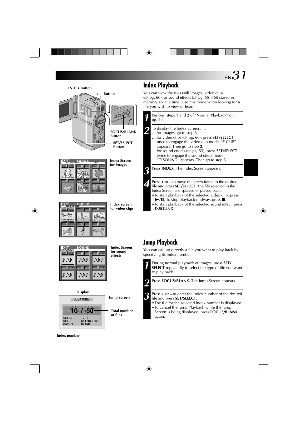 Index playback, Jump playback | Technicolor - Thomson HP 270 User Manual | Page 32 / 100
