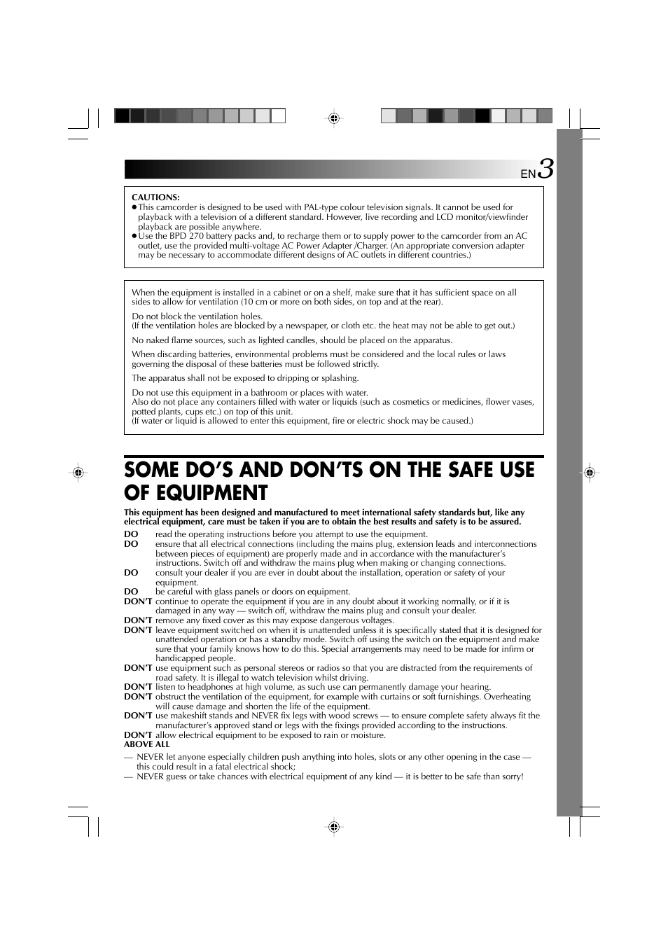 Some do’s and don’ts on the safe use of equipment | Technicolor - Thomson HP 270 User Manual | Page 4 / 100