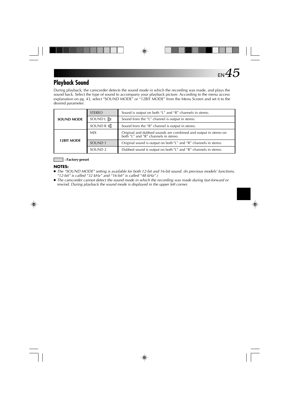 Playback sound | Technicolor - Thomson HP 270 User Manual | Page 46 / 100