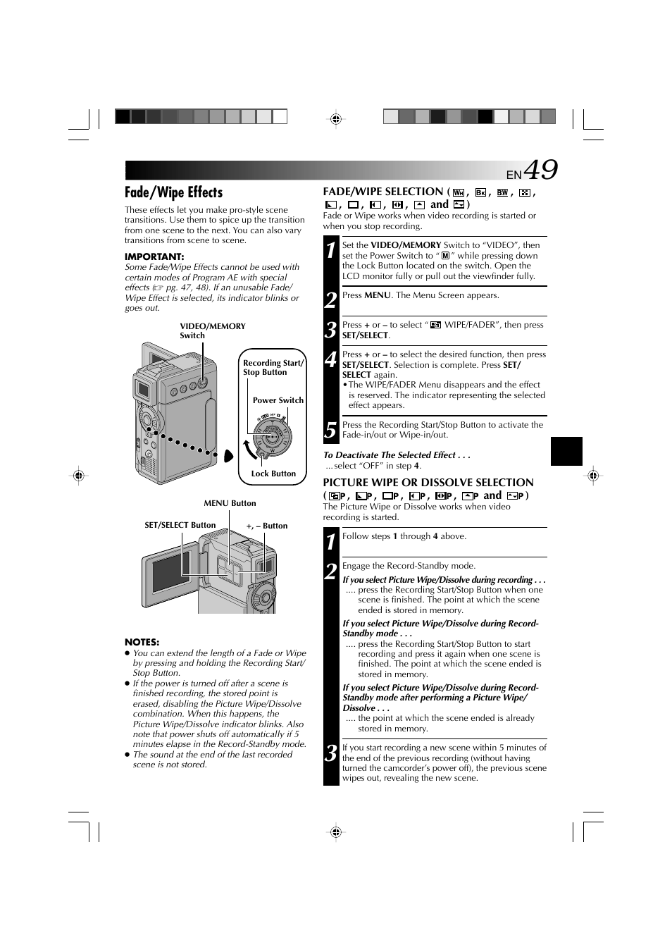 Fade/wipe effects | Technicolor - Thomson HP 270 User Manual | Page 50 / 100