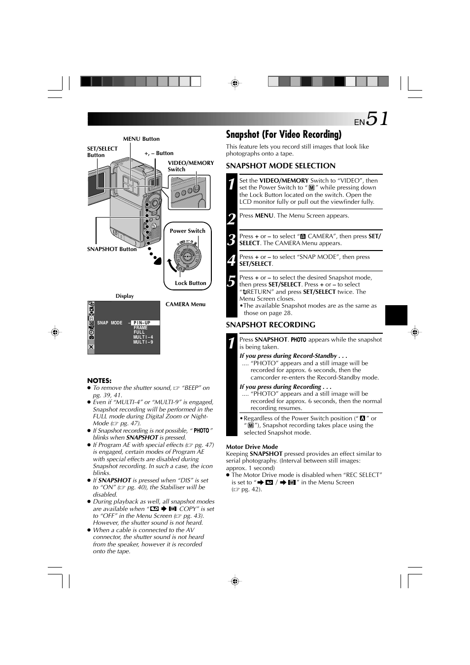 Snapshot (for video recording) | Technicolor - Thomson HP 270 User Manual | Page 52 / 100