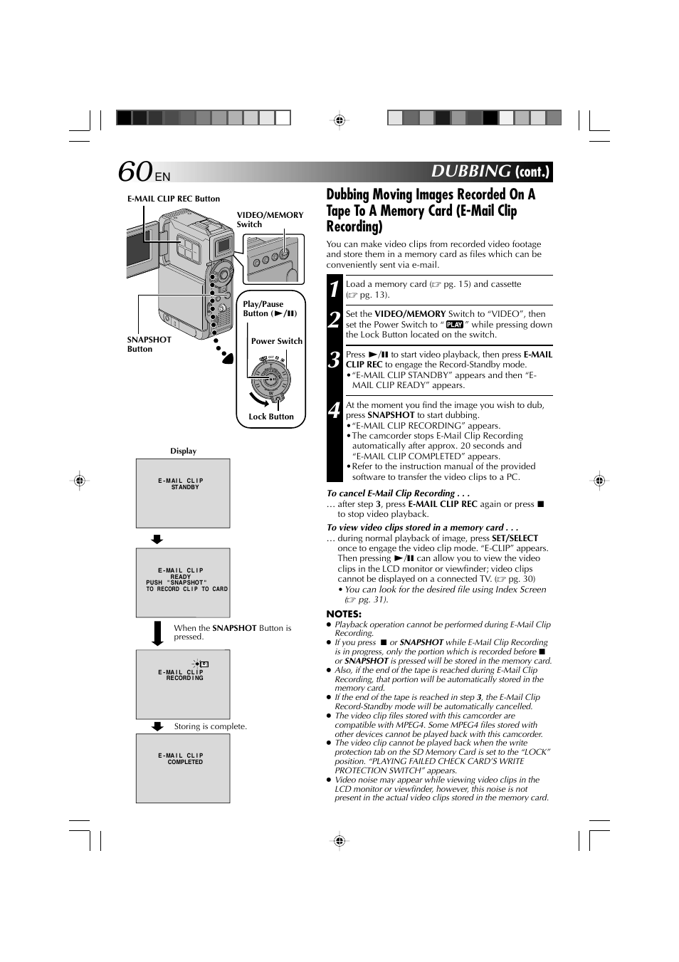 Dubbing, Cont.) | Technicolor - Thomson HP 270 User Manual | Page 61 / 100