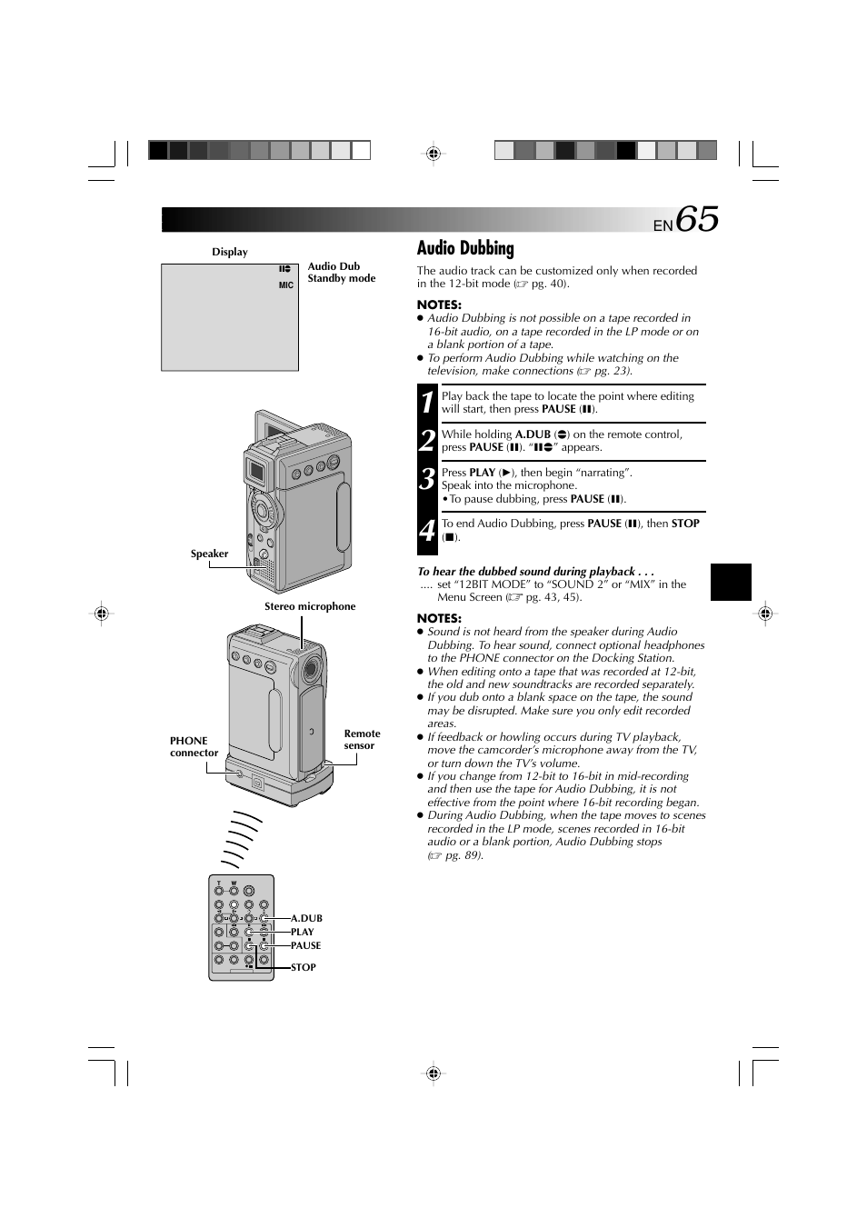 Audio dubbing | Technicolor - Thomson HP 270 User Manual | Page 66 / 100