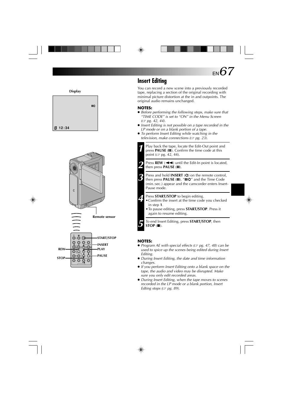 Insert editing | Technicolor - Thomson HP 270 User Manual | Page 68 / 100