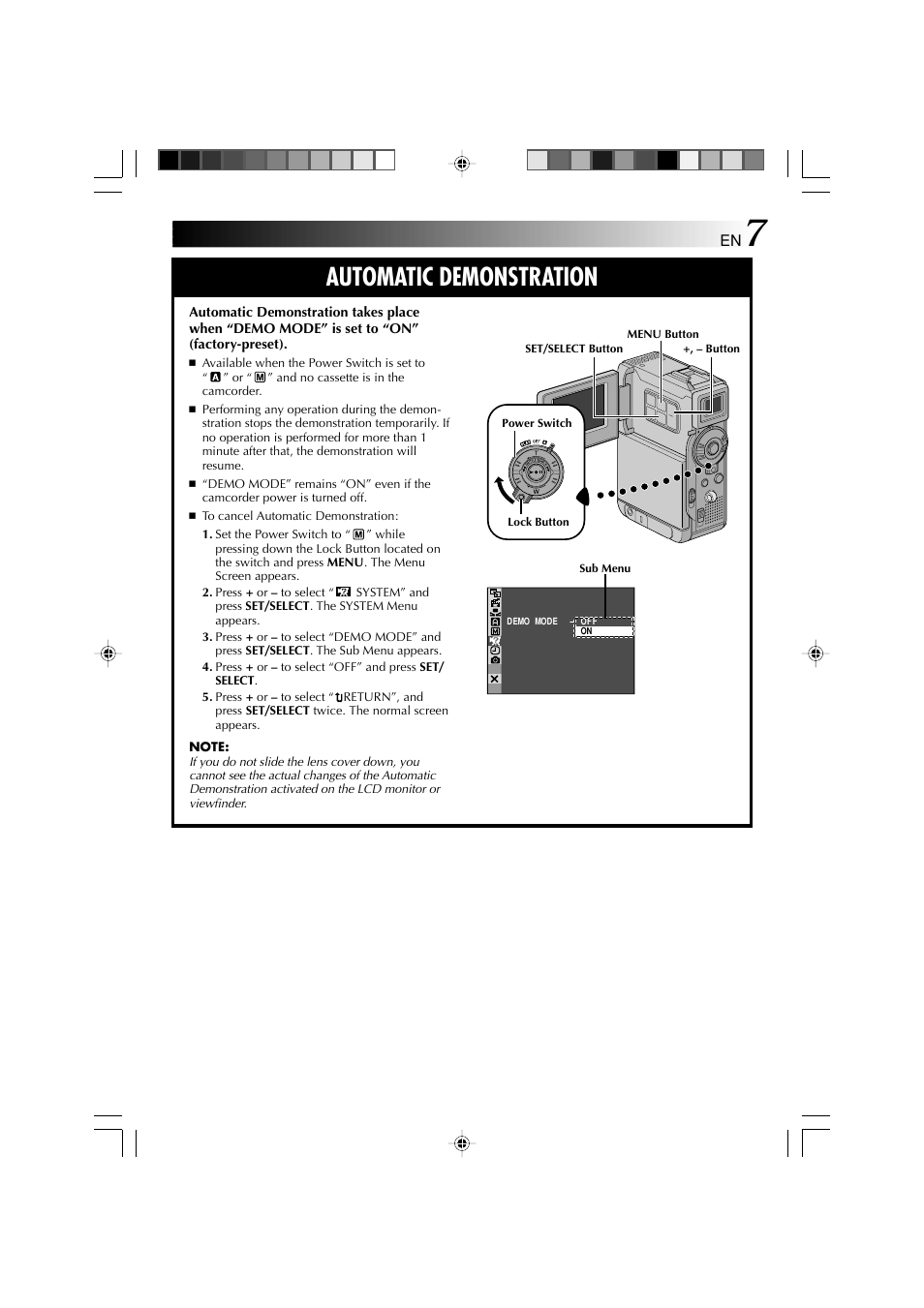 Automatic demonstration | Technicolor - Thomson HP 270 User Manual | Page 8 / 100