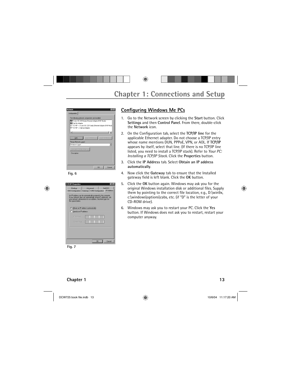 Chapter 1: connections and setup, Confi guring windows me pcs | Technicolor - Thomson Network Router User Manual | Page 15 / 72