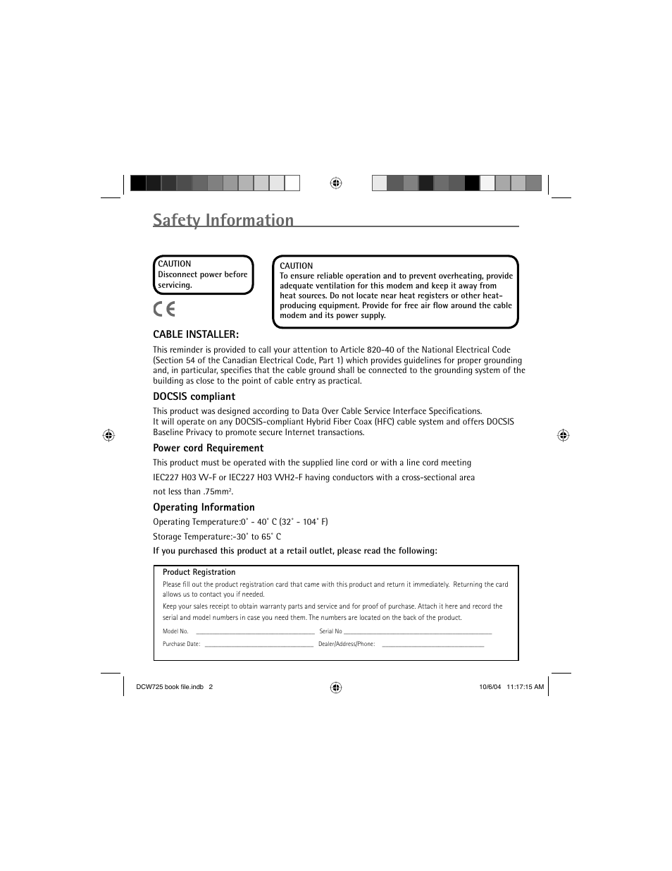 Safety information | Technicolor - Thomson Network Router User Manual | Page 2 / 72