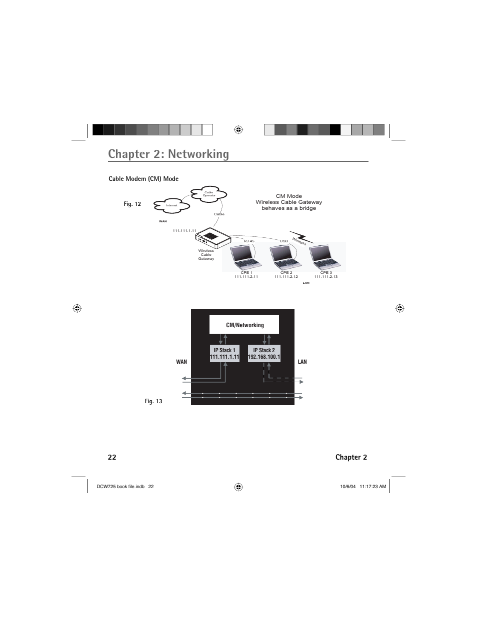 Chapter 2: networking, 22 chapter 2, Cable modem (cm) mode | Technicolor - Thomson Network Router User Manual | Page 24 / 72