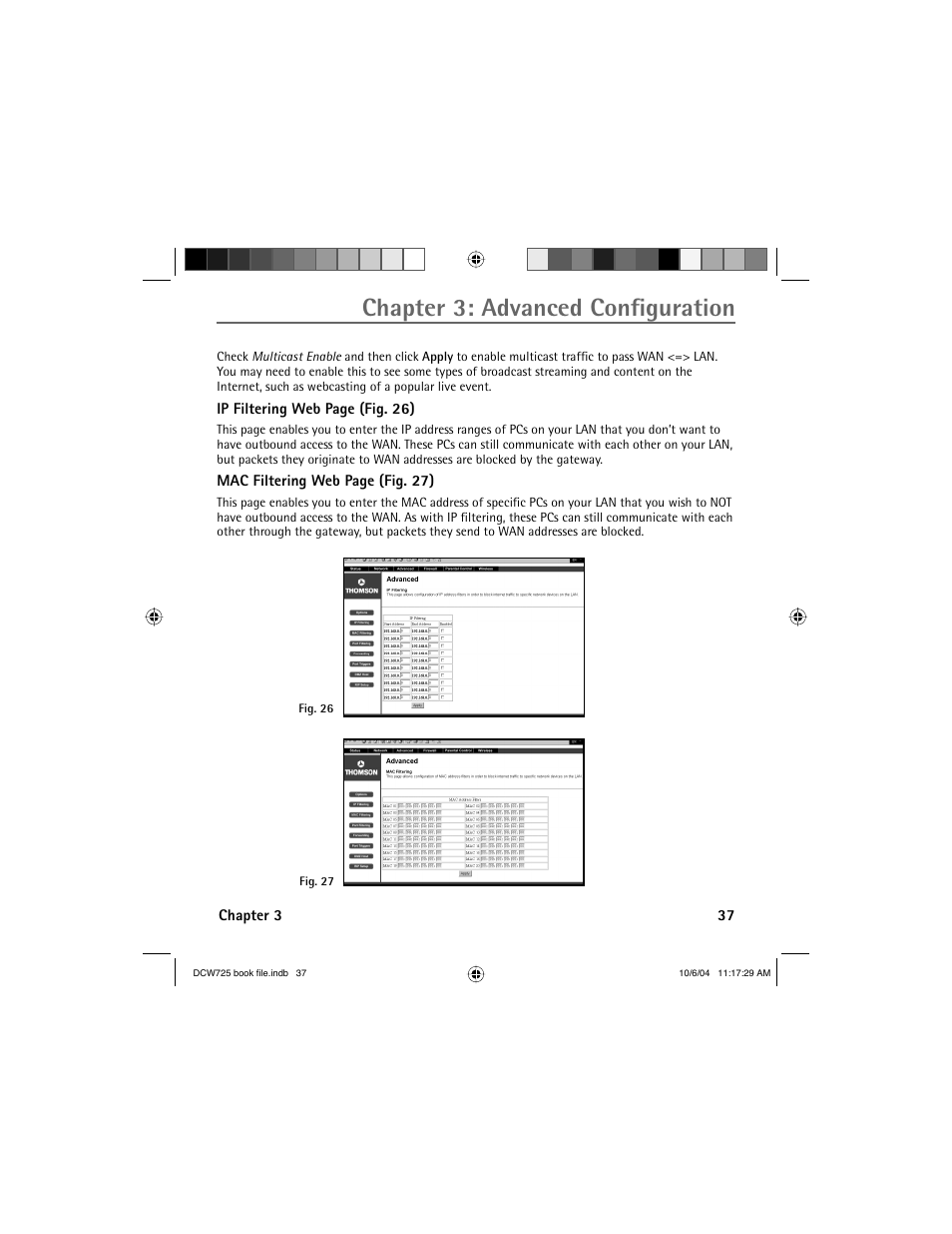 Chapter 3: advanced confi guration | Technicolor - Thomson Network Router User Manual | Page 39 / 72