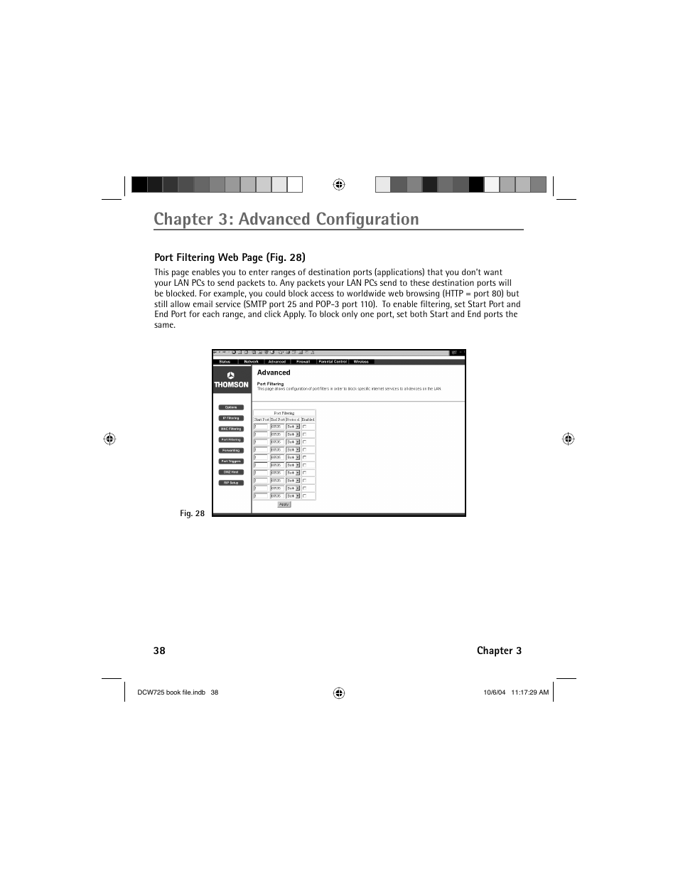 Chapter 3: advanced confi guration | Technicolor - Thomson Network Router User Manual | Page 40 / 72