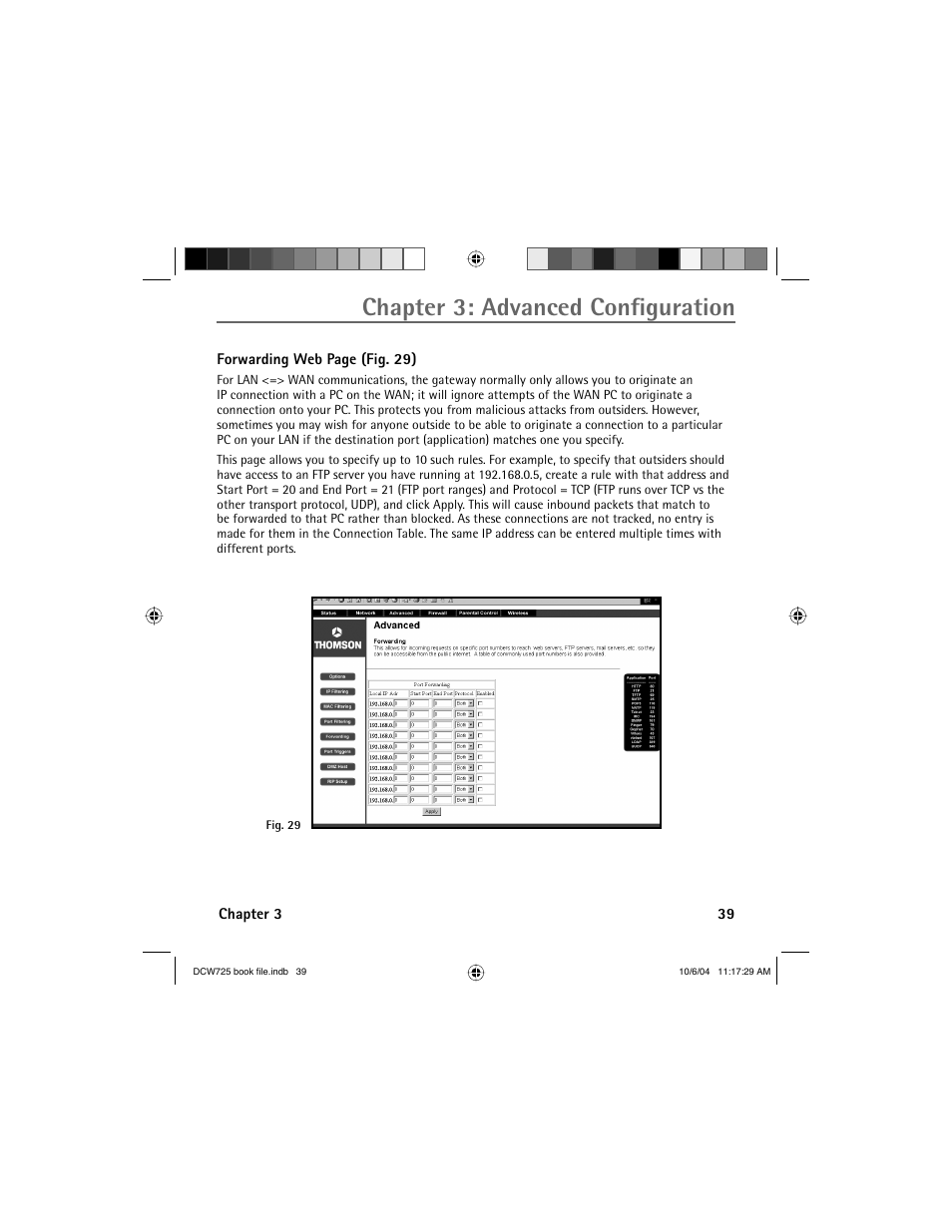 Chapter 3: advanced confi guration | Technicolor - Thomson Network Router User Manual | Page 41 / 72