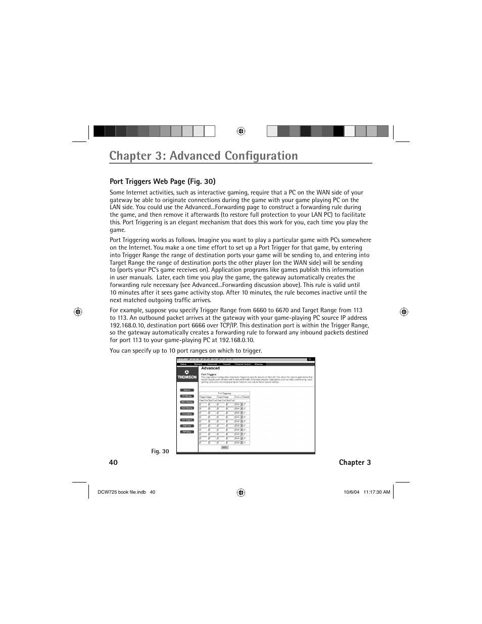 Chapter 3: advanced confi guration | Technicolor - Thomson Network Router User Manual | Page 42 / 72