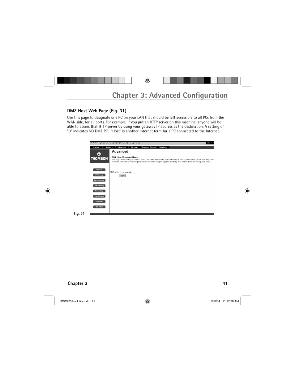 Chapter 3: advanced confi guration | Technicolor - Thomson Network Router User Manual | Page 43 / 72