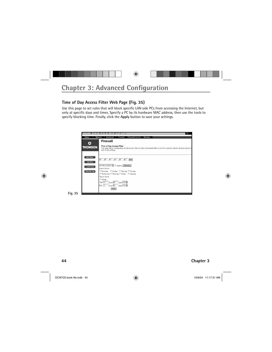 Chapter 3: advanced confi guration | Technicolor - Thomson Network Router User Manual | Page 46 / 72